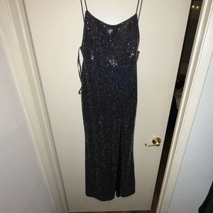black sequin gown